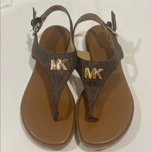 Michael Kors Dark Brown Sandals with Gold Accents - Size 9.5